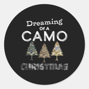 Adesivo Redondo Camo Christmas Trees Gift Para Homens Sonhando Com