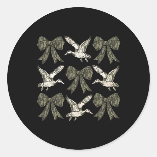 Adesivo Redondo Camo Coquette Arco Duck Duck Duck Caça Mulheres Gi (Frente)