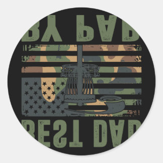 Adesivo Redondo Camo Disc Golf Best Dad By Par American Flag Us Fu