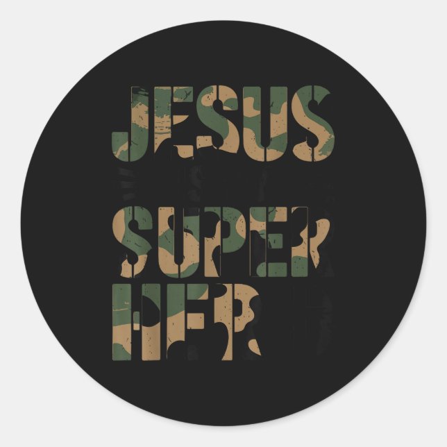 Adesivo Redondo Camo Jesus Is My Superhero Toddler Boys Camouflage (Frente)