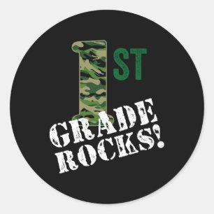 Adesivo Redondo Camo Rocks Da Classe 1rua Primeiro Gráfico De Volt
