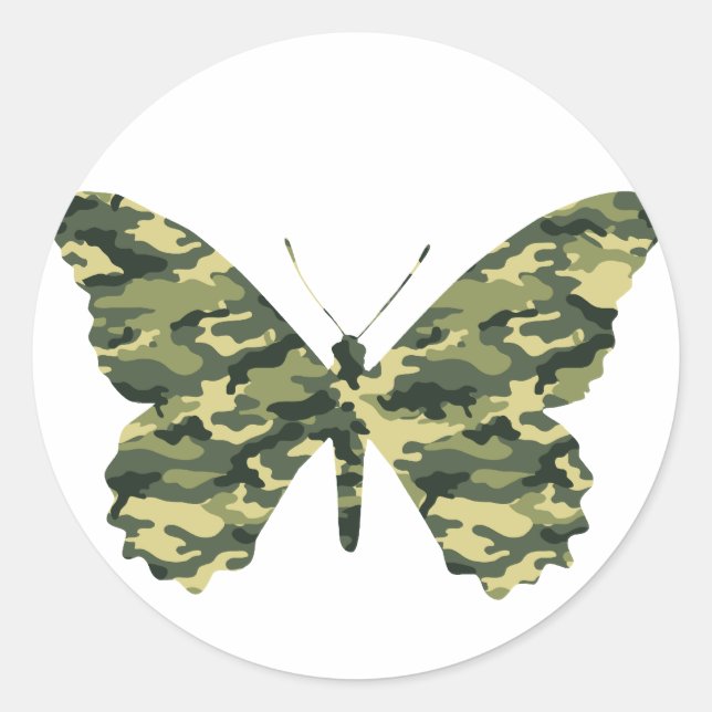 Adesivo Redondo Camouflage Butterfly Silhouette (Frente)