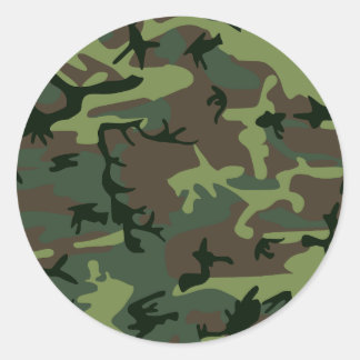 Adesivo Redondo Camouflage Camo Green Brown Patterno