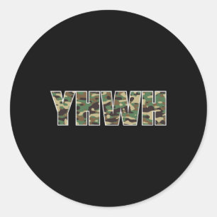 Adesivo Redondo Camouflage Yhwh Yahweh Christian Camo Hunting