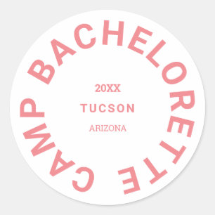 Adesivo Redondo Camp Bachelorette Pink Crest Personalizado