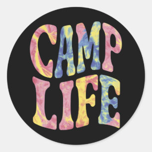Adesivo Redondo Camp Life Tie-Die Retro