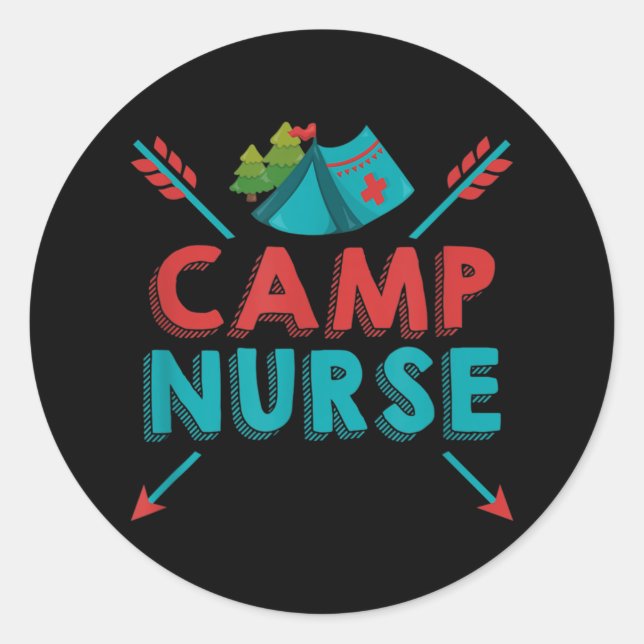 Adesivo Redondo Camp Nurse Nursing RN Appreciation Camping (Frente)
