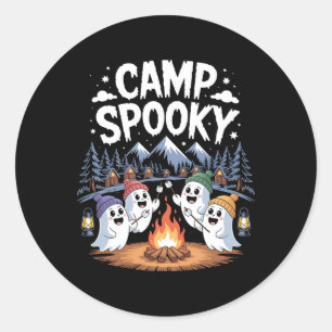 Adesivo Redondo Camp Spooky Halloween Acampando Homens Seguintes M