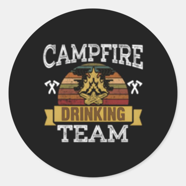 Adesivo Redondo Campanha da Equipe de Bebendo de Campfire (Frente)