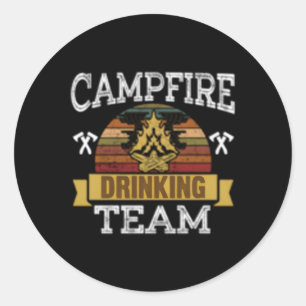 Adesivo Redondo Campanha da Equipe de Bebendo de Campfire