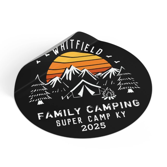 Adesivo Redondo Campanha de Férias Familiares Personalizadas (Custom Family Vacation Matching Camping Classic Round Sticker)