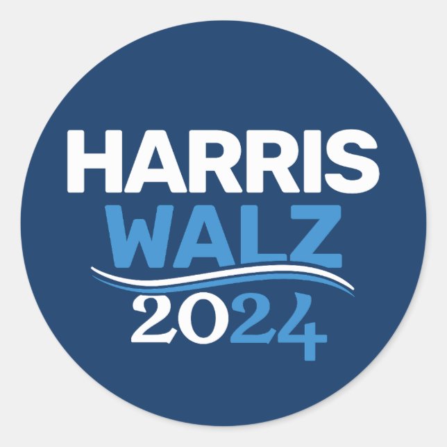 Adesivo Redondo Campanha de Kamala Harris Tim Walz 2024 (Frente)
