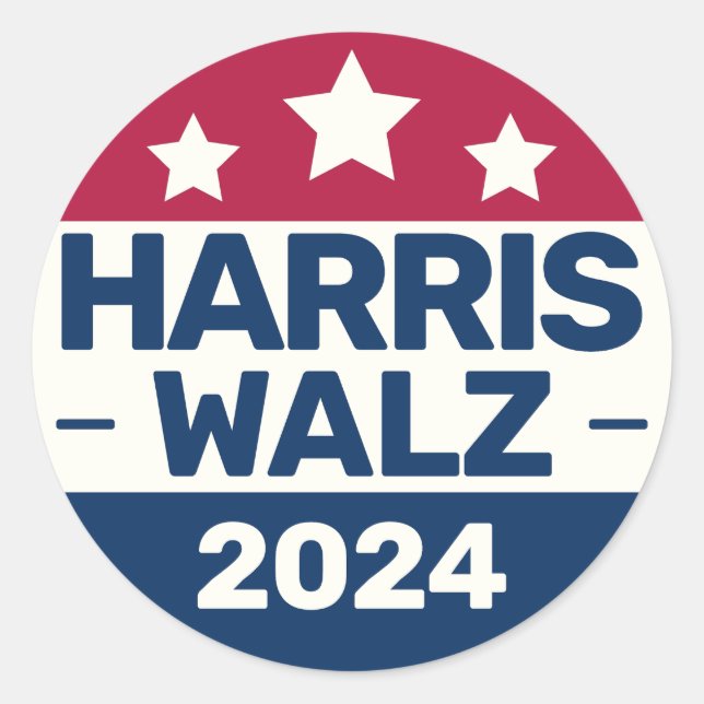 Adesivo Redondo Campanha de Kamala Harris Tim Walz 2024 (Frente)