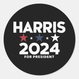 Adesivo Redondo Campanha Eleitoral de Kamala Harris 2024 Para Pres