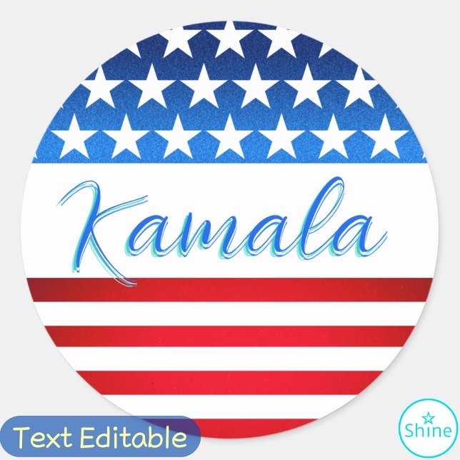 Adesivo Redondo Campanha Kamala Harris SWAG US Flag Elegant Script (Criador carregado)