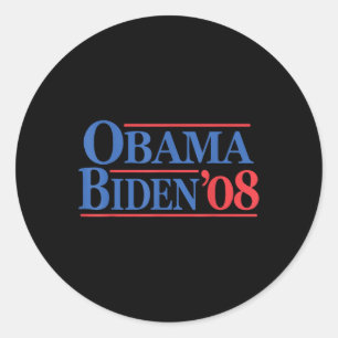 Adesivo Redondo Campanha Retro Distestido Vintage Obama Biden 08