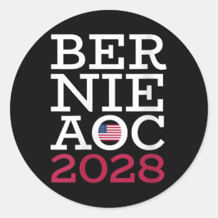 Adesivo Redondo Campanha Womens Bernie Aoc 2028 - Luta contra a Ol