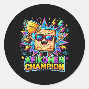 Adesivo Redondo Campeão Afikomen Divertido Vencedor Páscoa Matzah