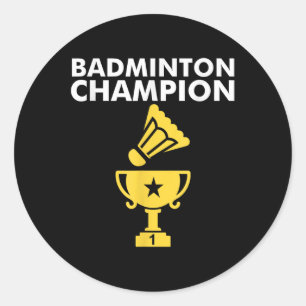 Adesivo Redondo Campeão de Badminton Birdie