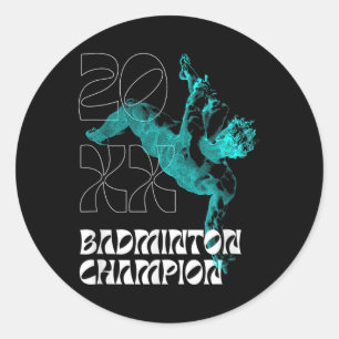 Adesivo Redondo Campeão de Badminton Raquete Torneio de Peteca Ven