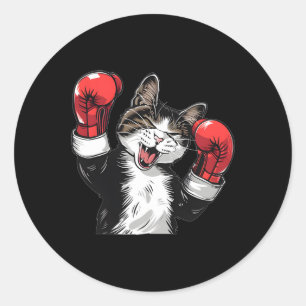 Adesivo Redondo Campeão de Boxão de Gato Engraçado Luz de Gatinhos