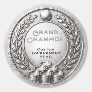 Adesivo Redondo Campeonato de Beer Pong Medalha de Prata