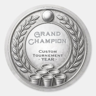 Adesivo Redondo Campeonato de Beer Pong Medalha de Prata