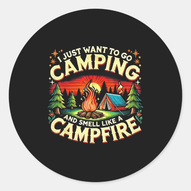 Adesivo Redondo Camper Funny Cute Camng Glamng Campfire Quote Camp (Frente)