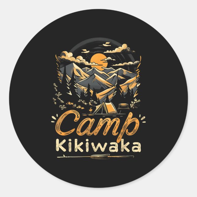 Adesivo Redondo Camper Hike Tent Forest Mountain (Frente)