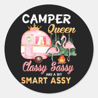 Adesivo Redondo Camper Queen Classy Sassy Um Pouco Smart Assy