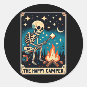 Adesivo Redondo Camper Tarot Card Skeleton Camper Camper Engraçado
