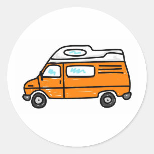 Adesivo Redondo Campervan alaranjado