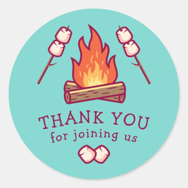 Adesivo Redondo Campfire e Marshmallow (Frente)