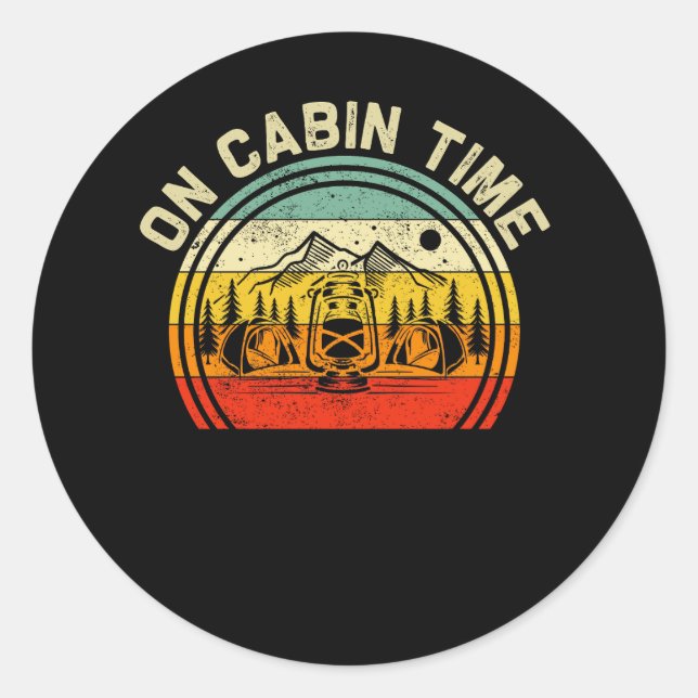 Adesivo Redondo Camping Da Vida Da Cabina No Algodão Do Tempo Da C (Frente)