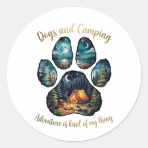 Adesivo Redondo Camping de Cachorro Pegada de Pata para Amantes de