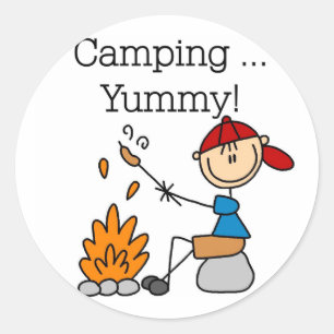 Adesivo Redondo Camping é Camisetas e Presentes Yummy