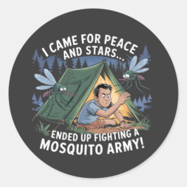 Adesivo Redondo Camping Mosquito Exército T-Shirt Engraçado