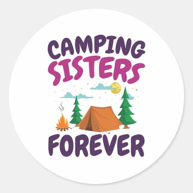 Adesivo Redondo Camping Sisters Forever (Frente)