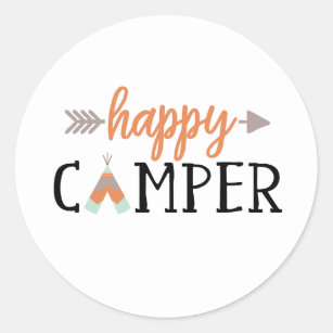 Adesivo Redondo Campista feliz, acampando