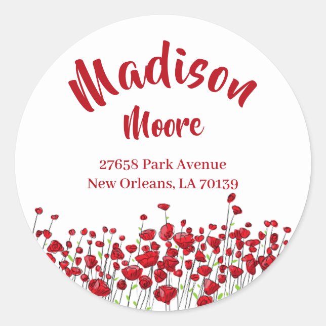 Adesivo Redondo Campo De Envelopes Vermelhos (Frente)