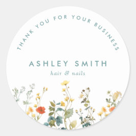 Adesivo Redondo Campo de flor selvagem legante