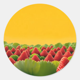 Adesivo Redondo Campo de Morango Vermelho Vibrante