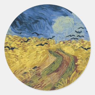 Adesivo Redondo Campo de trigo de Vincent van Gogh com corvos (189