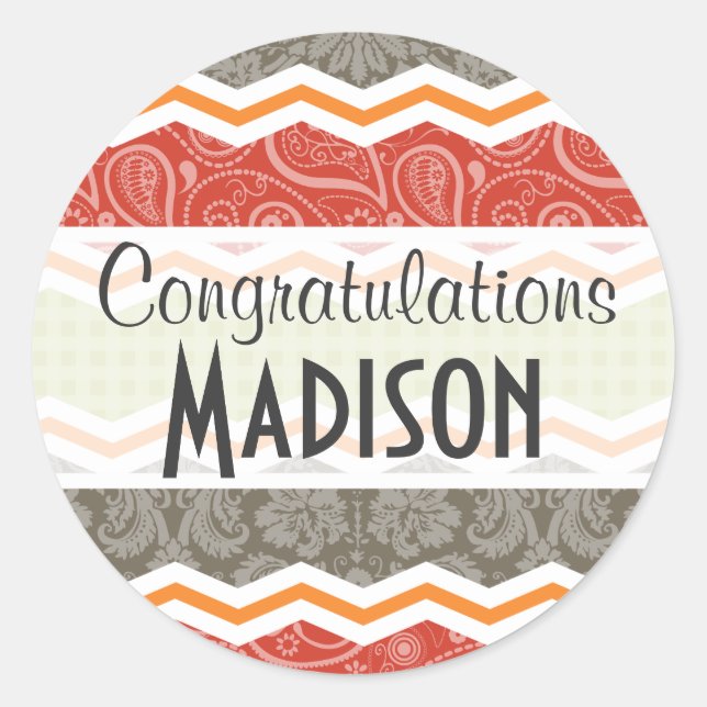 Adesivo Redondo Campo vermelho, verde e laranja (Frente)