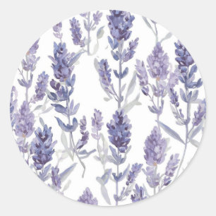 Adesivo Redondo Campos de Lavanda Padrão de Flor de Aquarela Rox