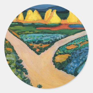 Adesivo Redondo Campos de Legumes de August Macke, Arte Fino Vinta