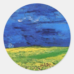 Adesivo Redondo Campos De Trigo Sob O Céu Nublado Van Gogh