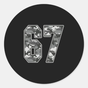 Adesivo Redondo Camuflagem #67 Camisa Número 67 Uniforme Favorito