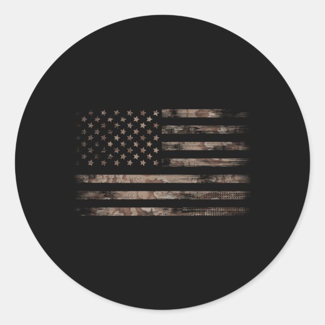 Adesivo Redondo Camuflagem do Deserto Americano de Bandeira Desert (Frente)