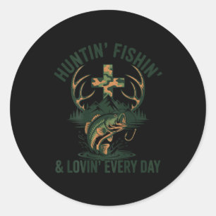 Adesivo Redondo Camuflagem masculina fé caçando pescando amando to